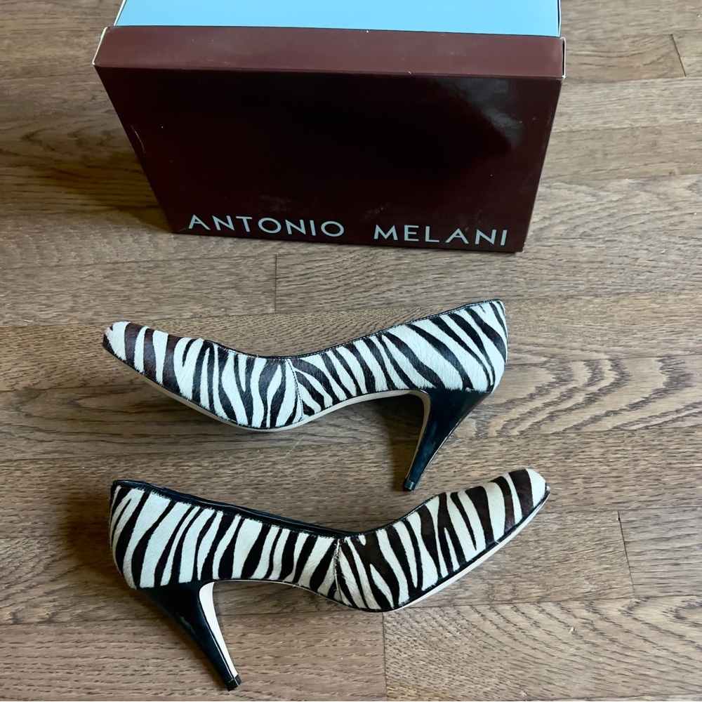 ‼️ Sold ‼️Antonio Melani Vintage Y2K Zebra Print Womens Heels - Picture 3 of 6